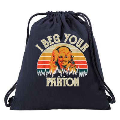 Funny Vintage I Beg Your Parton Funny Drawstring Bag