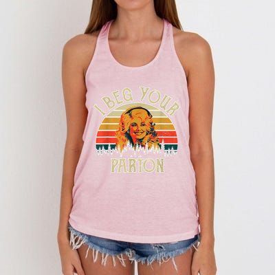 Funny Vintage I Beg Your Parton Funny Women's Knotted Racerback Tank