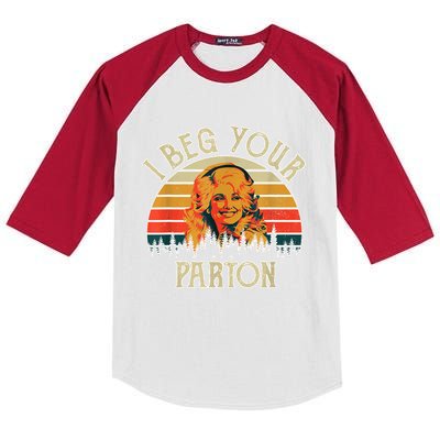 Funny Vintage I Beg Your Parton Funny Kids Colorblock Raglan Jersey