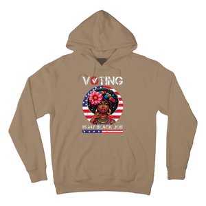 Funny Voting Is My Black Job Black Women Usa Flag Retro Hoodie