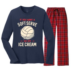 Funny Volleyball If You Want A Soft Serve Voleyball Women's Long Sleeve Flannel Pajama Set 