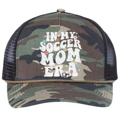 Funny Vintage In My Soccer Mom Era Football Mama Groovy Life Retro Rope Trucker Hat Cap