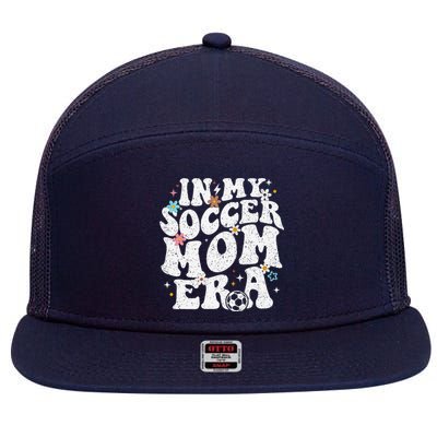 Funny Vintage In My Soccer Mom Era Football Mama Groovy Life 7 Panel Mesh Trucker Snapback Hat