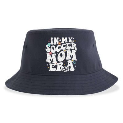 Funny Vintage In My Soccer Mom Era Football Mama Groovy Life Sustainable Bucket Hat