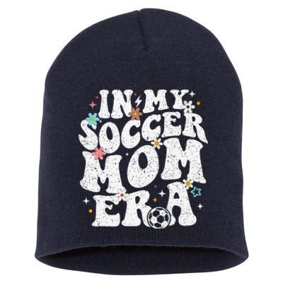 Funny Vintage In My Soccer Mom Era Football Mama Groovy Life Short Acrylic Beanie