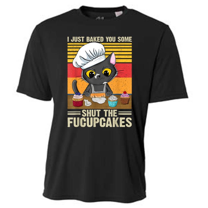 Funny Vintage I Just Baked You Some Shut The Fucupcakes Cat Cooling Performance Crew T-Shirt