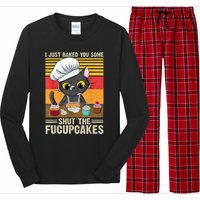 Funny Vintage I Just Baked You Some Shut The Fucupcakes Cat Long Sleeve Pajama Set