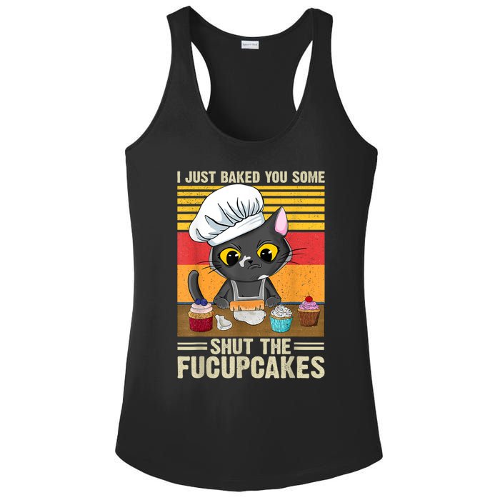 Funny Vintage I Just Baked You Some Shut The Fucupcakes Cat Ladies PosiCharge Competitor Racerback Tank