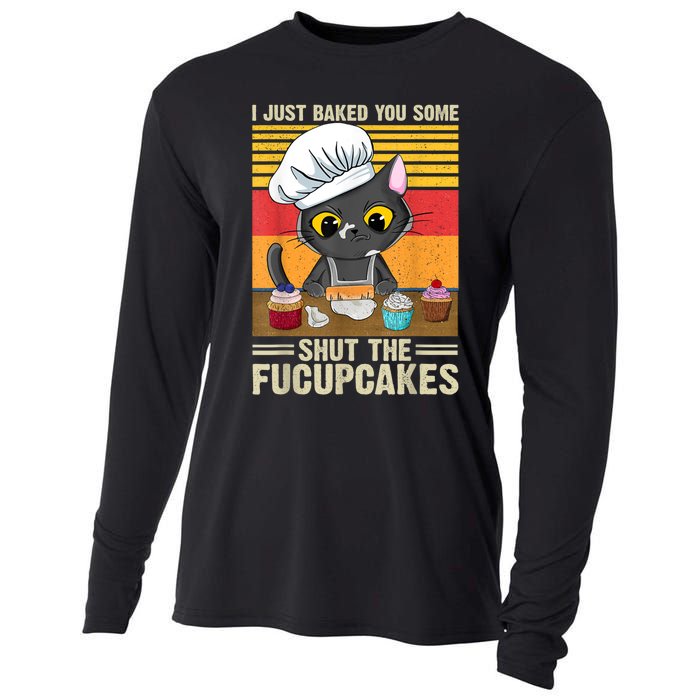 Funny Vintage I Just Baked You Some Shut The Fucupcakes Cat Cooling Performance Long Sleeve Crew