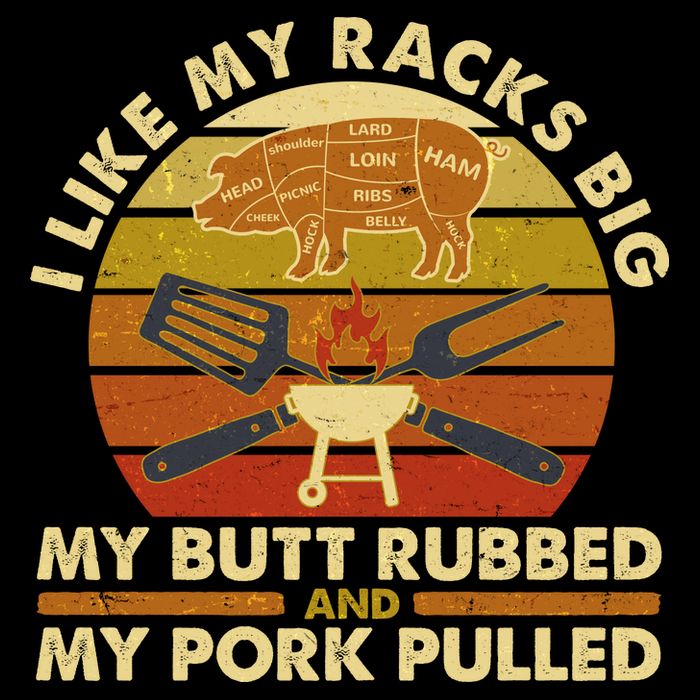 Funny Vintage I Like My Racks Big Butt Rubbed And Pork Pulled Meat Cut Lines Backpack