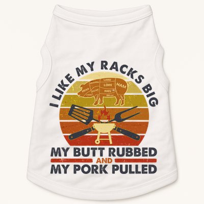 Funny Vintage I Like My Racks Big Butt Rubbed And Pork Pulled Meat Cut Lines Doggie Tank