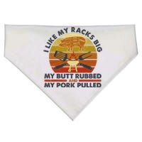 Funny Vintage I Like My Racks Big Butt Rubbed And Pork Pulled Meat Cut Lines USA-Made Doggie Bandana