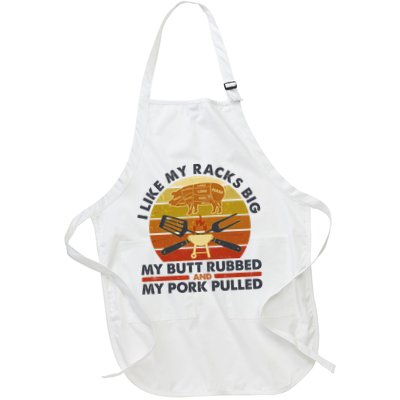 Funny Vintage I Like My Racks Big Butt Rubbed And Pork Pulled Meat Cut Lines Apron