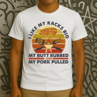 Funny Vintage I Like My Racks Big Butt Rubbed And Pork Pulled Meat Cut Lines T-Shirt
