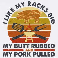 Funny Vintage I Like My Racks Big Butt Rubbed And Pork Pulled Meat Cut Lines Flatbill Hat