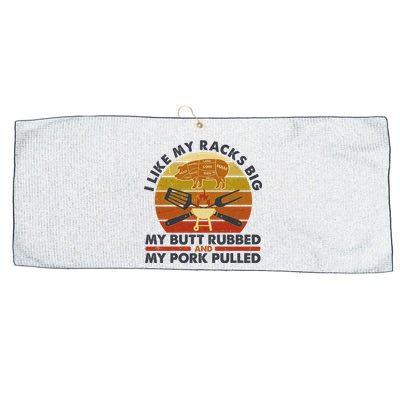 Funny Vintage I Like My Racks Big Butt Rubbed And Pork Pulled Meat Cut Lines Large Microfiber Waffle Golf Towel