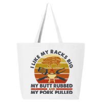 Funny Vintage I Like My Racks Big Butt Rubbed And Pork Pulled Meat Cut Lines 25L Jumbo Tote