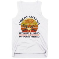 Funny Vintage I Like My Racks Big Butt Rubbed And Pork Pulled Meat Cut Lines Tank Top