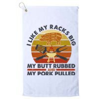 Funny Vintage I Like My Racks Big Butt Rubbed And Pork Pulled Meat Cut Lines Platinum Collection Golf Towel