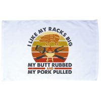 Funny Vintage I Like My Racks Big Butt Rubbed And Pork Pulled Meat Cut Lines Microfiber Hand Towel