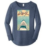 Funny Vintage Japanese Jaws Shark Poster Women's Perfect Tri Tunic Long Sleeve Shirt