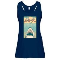 Funny Vintage Japanese Jaws Shark Poster Ladies Essential Flowy Tank