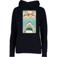 Funny Vintage Japanese Jaws Shark Poster Womens Funnel Neck Pullover Hood