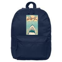 Funny Vintage Japanese Jaws Shark Poster 16 in Basic Backpack