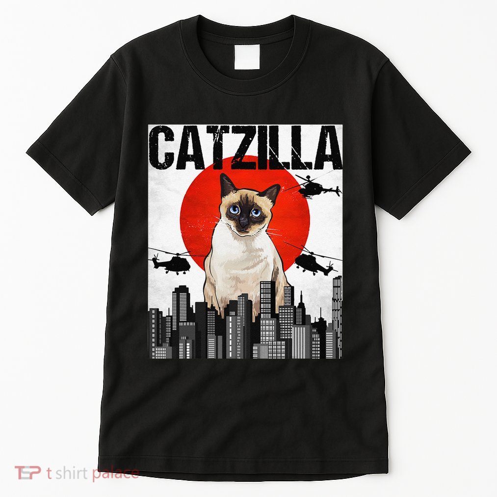 Funny Vintage Japanese Catzilla Siamese Cat Tall T-Shirt