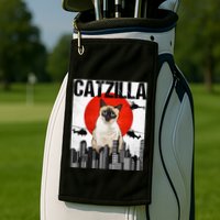 Funny Vintage Japanese Catzilla Siamese Cat Golf Towel
