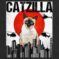Funny Vintage Japanese Catzilla Siamese Cat Golf Towel