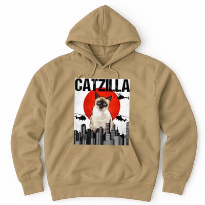 Funny Vintage Japanese Catzilla Siamese Cat Hoodie