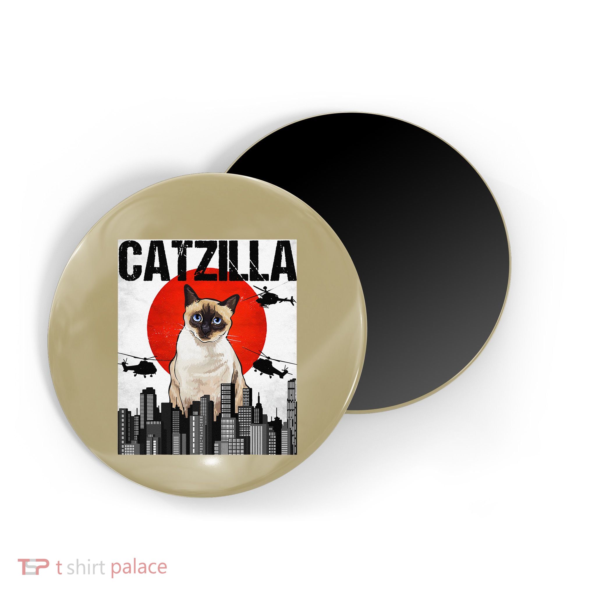 Funny Vintage Japanese Catzilla Siamese Cat Magnet