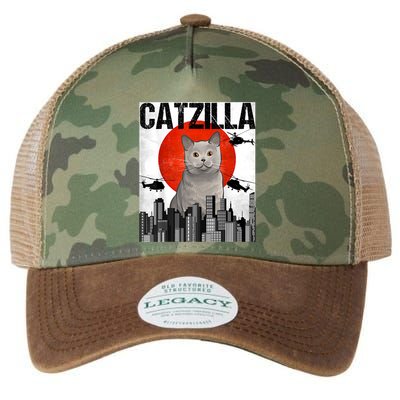 Funny Vintage Japanese Catzilla British Shorthair Cat Legacy Tie Dye Trucker Hat