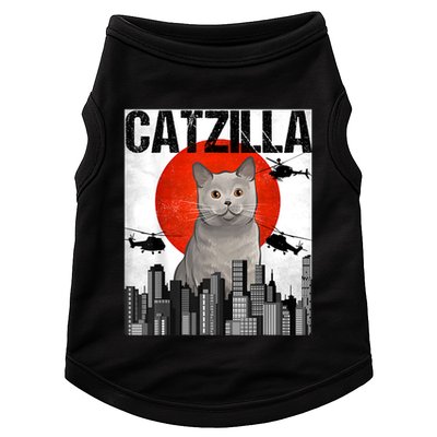 Funny Vintage Japanese Catzilla British Shorthair Cat Doggie Tank