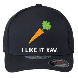 Funny Vegetable Joke I Like It Raw Carrot Vegan Raw Food Flexfit Unipanel Trucker Cap