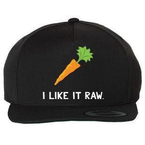 Funny Vegetable Joke I Like It Raw Carrot Vegan Raw Food Wool Snapback Cap