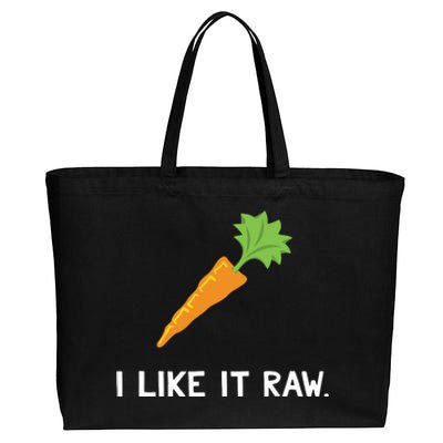 Funny Vegetable Joke I Like It Raw Carrot Vegan Raw Food Cotton Canvas Jumbo Tote