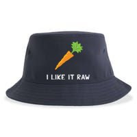 Funny Vegetable Joke I Like It Raw Carrot Vegan Raw Food Sustainable Bucket Hat