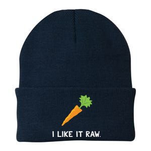 Funny Vegetable Joke I Like It Raw Carrot Vegan Raw Food Knit Cap Winter Beanie