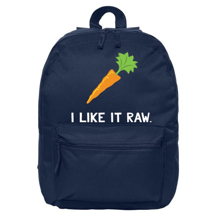 Funny Vegetable Joke I Like It Raw Carrot Vegan Raw Food 16 in Basic Backpack