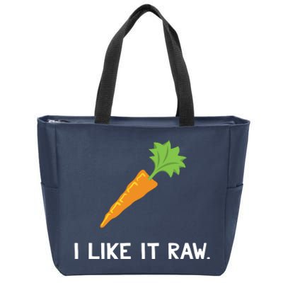 Funny Vegetable Joke I Like It Raw Carrot Vegan Raw Food Zip Tote Bag