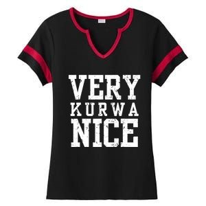 Funny Very Kurwa Nice Poland Polska Very Nice Fathers Day Ladies Halftime Notch Neck Tee