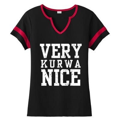 Funny Very Kurwa Nice Poland Polska Very Nice Fathers Day Ladies Halftime Notch Neck Tee