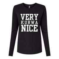 Funny Very Kurwa Nice Poland Polska Very Nice Fathers Day Womens Cotton Relaxed Long Sleeve T-Shirt