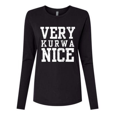 Funny Very Kurwa Nice Poland Polska Very Nice Fathers Day Womens Cotton Relaxed Long Sleeve T-Shirt