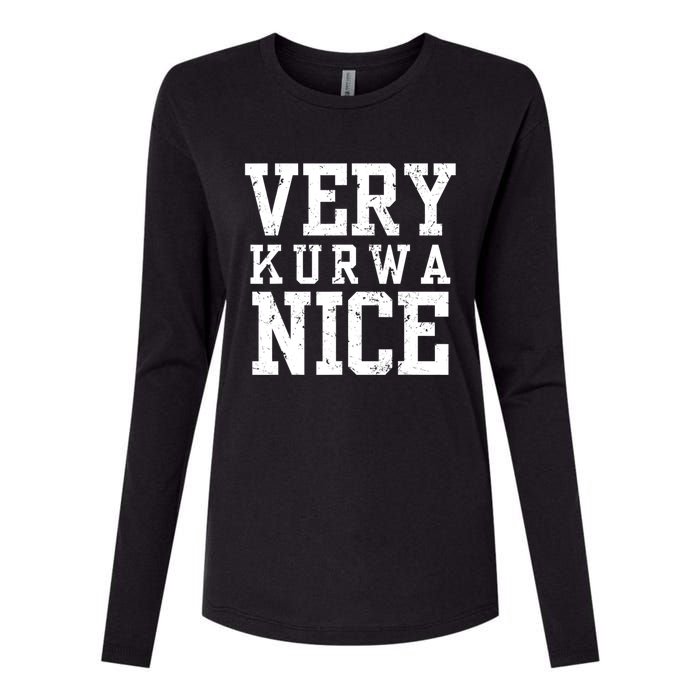 Funny Very Kurwa Nice Poland Polska Very Nice Fathers Day Womens Cotton Relaxed Long Sleeve T-Shirt