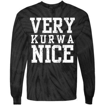 Funny Very Kurwa Nice Poland Polska Very Nice Fathers Day Tie-Dye Long Sleeve Shirt
