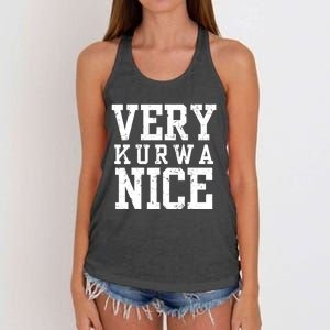 Funny Very Kurwa Nice Poland Polska Very Nice Fathers Day Women's Knotted Racerback Tank