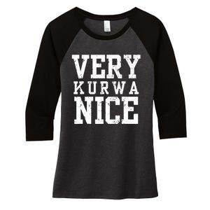 Funny Very Kurwa Nice Poland Polska Very Nice Fathers Day Women's Tri-Blend 3/4-Sleeve Raglan Shirt